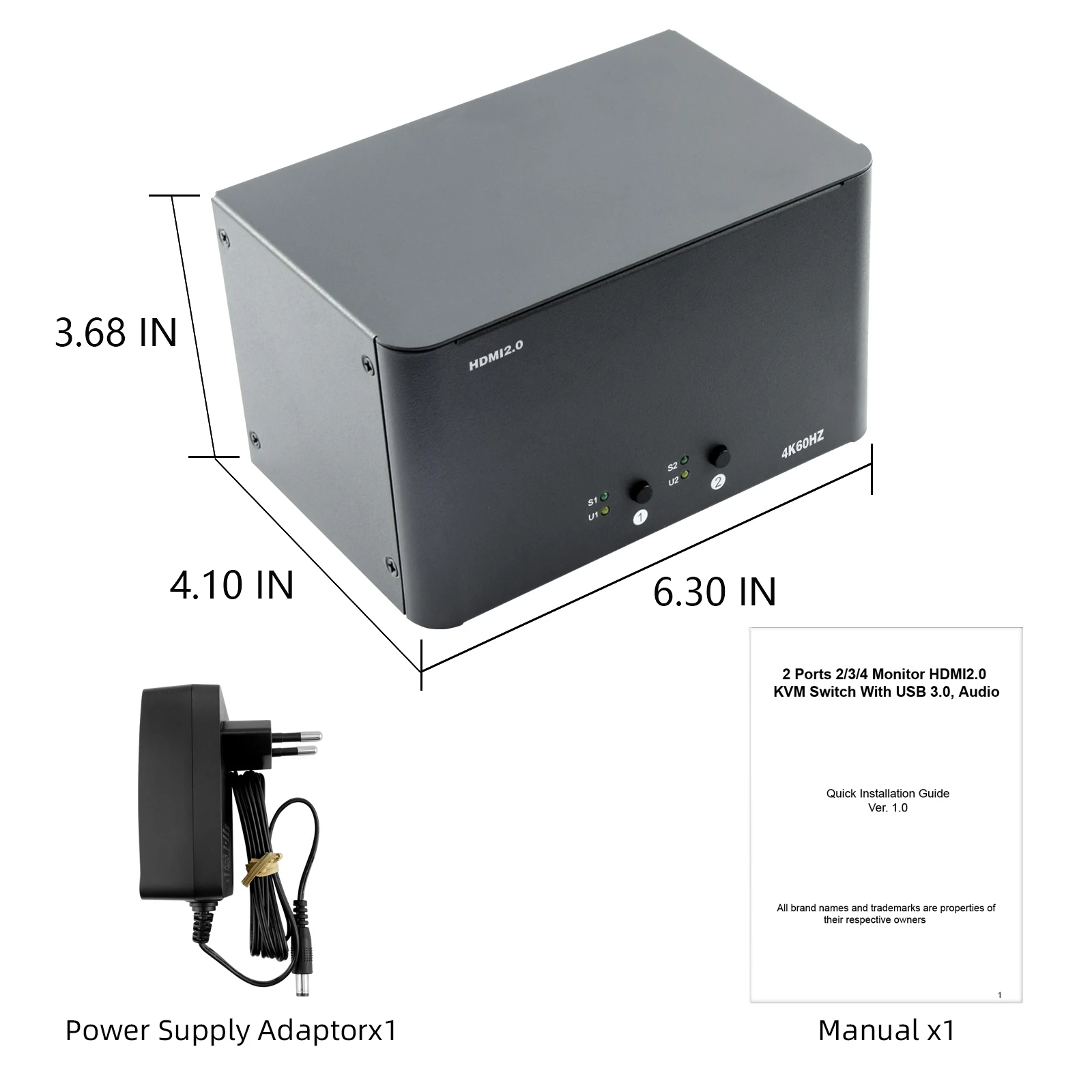 Interruttore KVM HDMI 2.0 2 IN 4 OUT 4K 60HZ