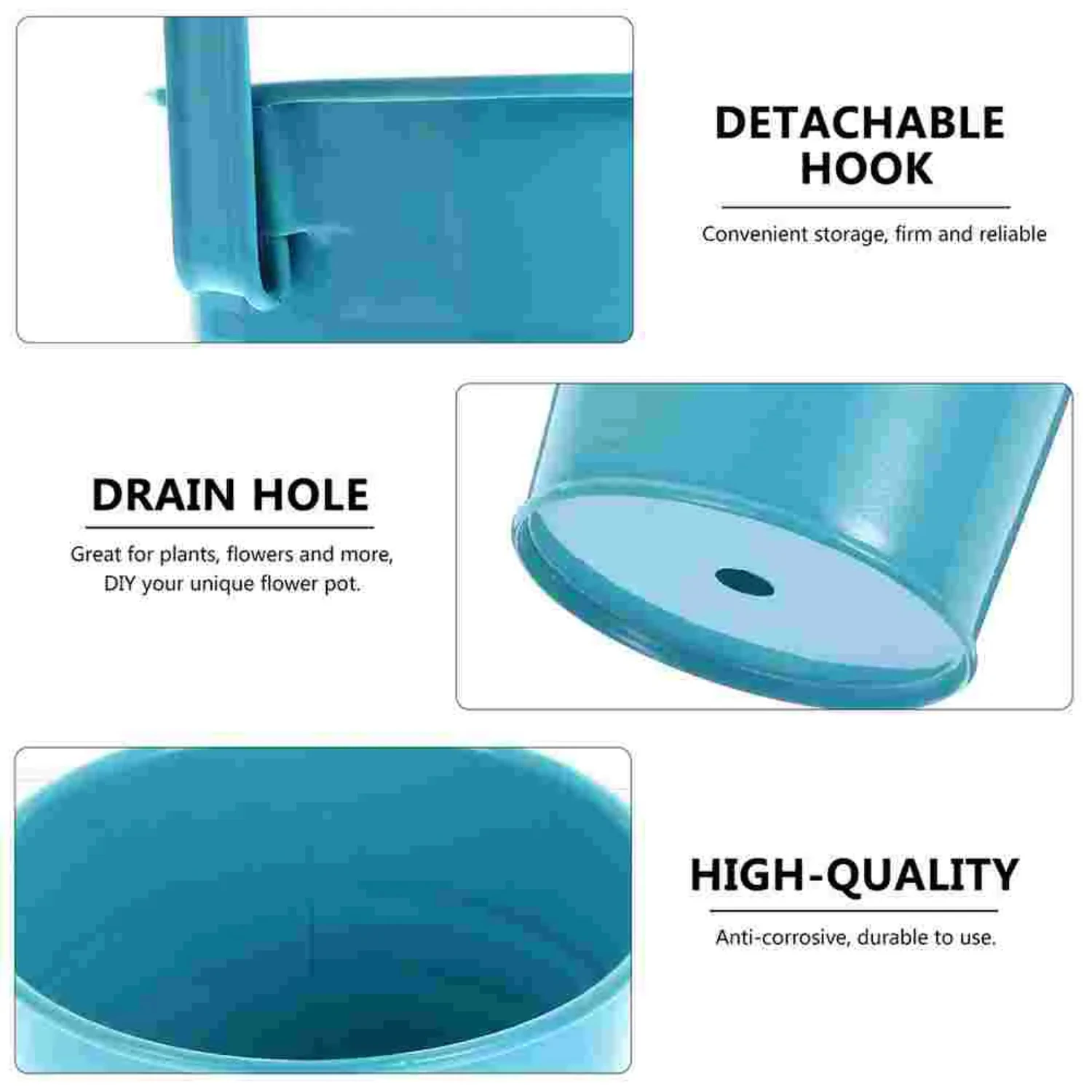 Flower Bucket Hanging Pots Planter Pot Iron Garden Plant Balcony Metal With Vase Flowerpot Container Railing Decor Hook Vintage