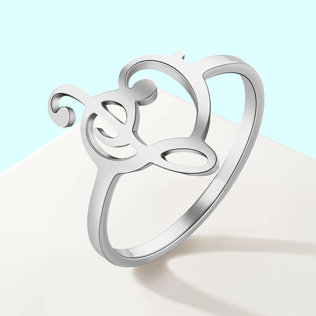 Todorova Simple Stainless Steel Music Symbol Heart Of Treble And Bass Clefs Ring For Women Men Infinity Love Jewlery Unisex Gift