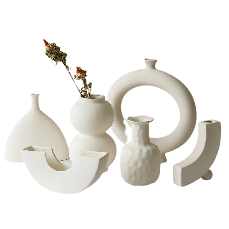 Vaso de cerâmica embrião simples, ornamento ins wabi, nicho de vento arenoso, sentido de alta qualidade, arranjo de flores para sala de estar, varanda, tv