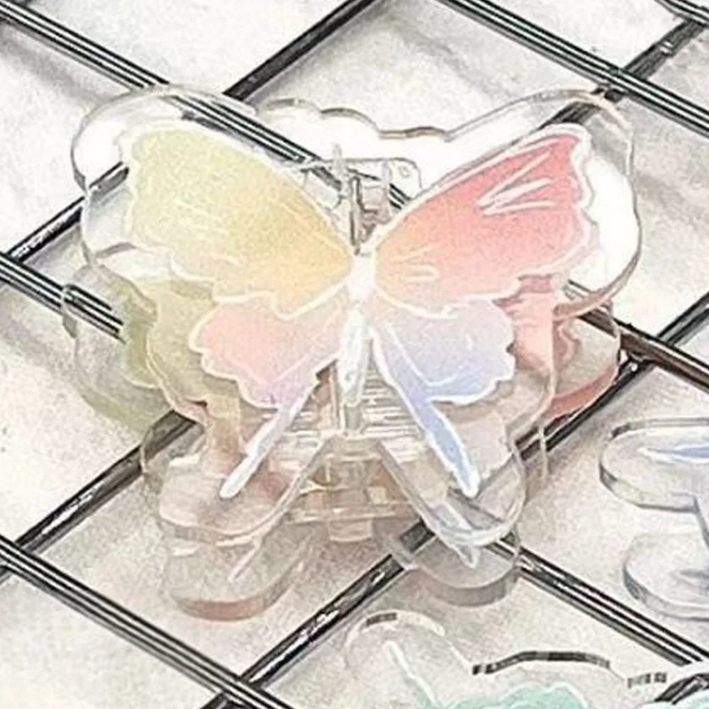School Stationery Gradient Butterfly Acrylic Paper Clip Paperclip Y2k Cute PP Clip Ins Acrylic Cartoon Memo Clip Student
