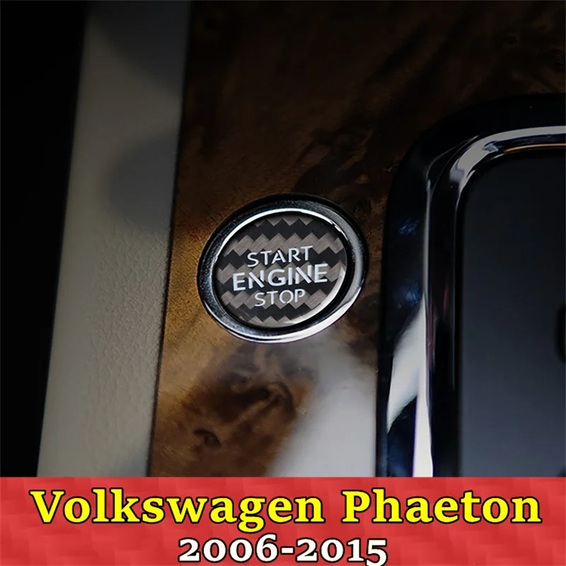 

For Volkswagen Phaeton Car Engine Start Stop Button Cover Real Carbon Fiber Sticker 2007 2008 2009 2010 2011 2012 2013 2014 2015