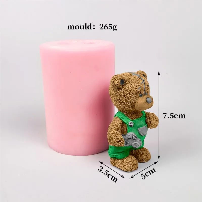 PRZY Bear With Love Candle Mold Silicone 3d Teddy Bear With Hat Mold Silicone Fondant Mould Chocolate Mousse Cake Molds Resin