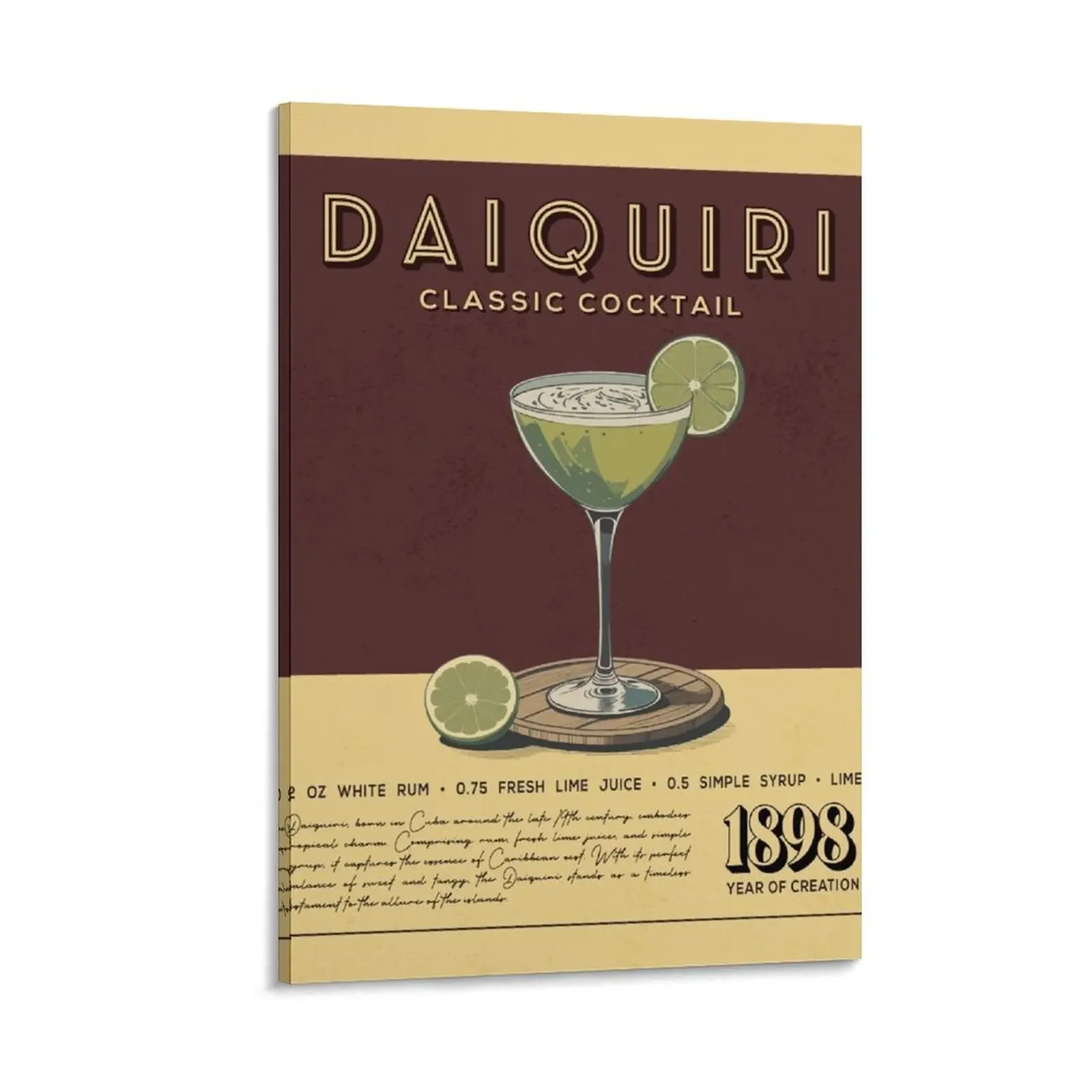 

Daiquiri Cocktail Vintage Recipe Poster Canvas Painting Bedroom deco nordic home decor living room decoration