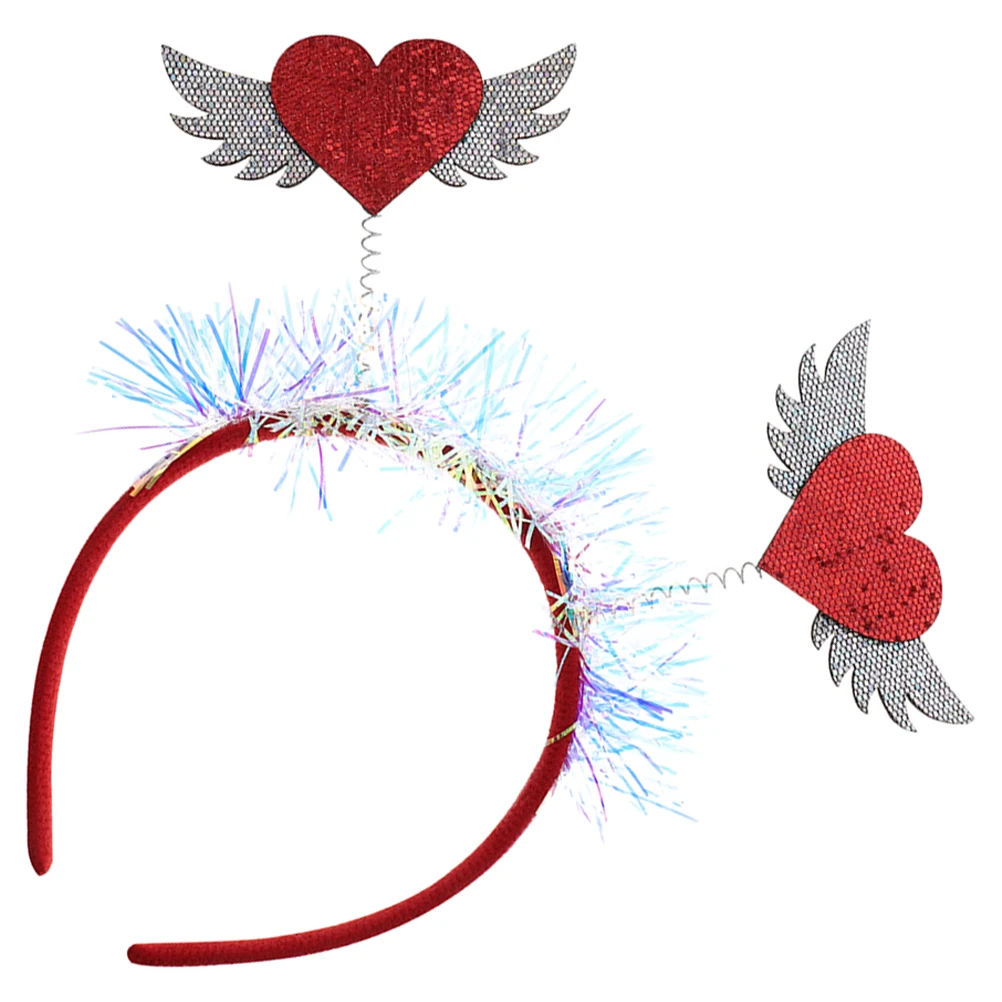 Diadema con alas para fiesta del Día de San Valentín, accesorios para el cabello de boda rojos, regalos para adultos, tocado de corazón, ligero y a la moda