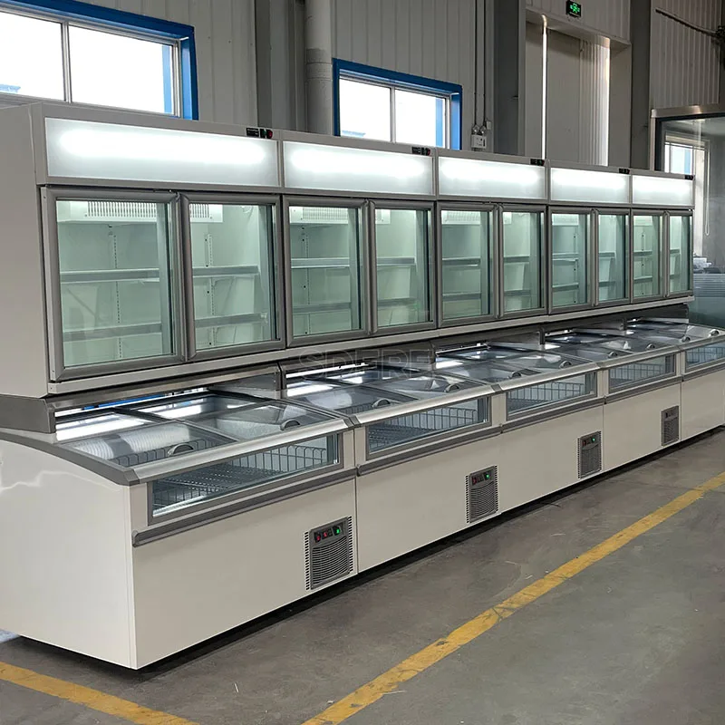 تخصيص سوبر ماركت الهاتف المحمول جزيرة خزانة تعزيز المكونات في عرض الثلاجة المبرد نظام الصف التجاري