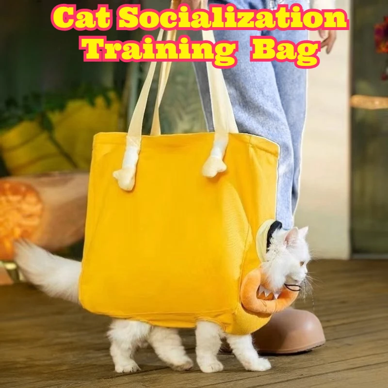 

Cat Socialization Training Carrier Portable Outdoor Lightweight Canvas Crossbody Bag Head Out Design Pet Handbag Comfort Small
