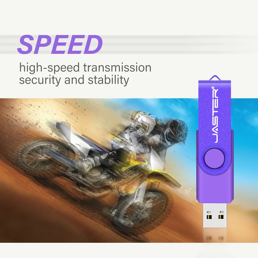 JASTER-unidad Flash USB de alta velocidad para teléfono móvil, Pen Drive 2 en 1 de TYPE-C, 128mb, color morado, giratorio, 64GB, con llavero, color verde, 2GB y 4GB