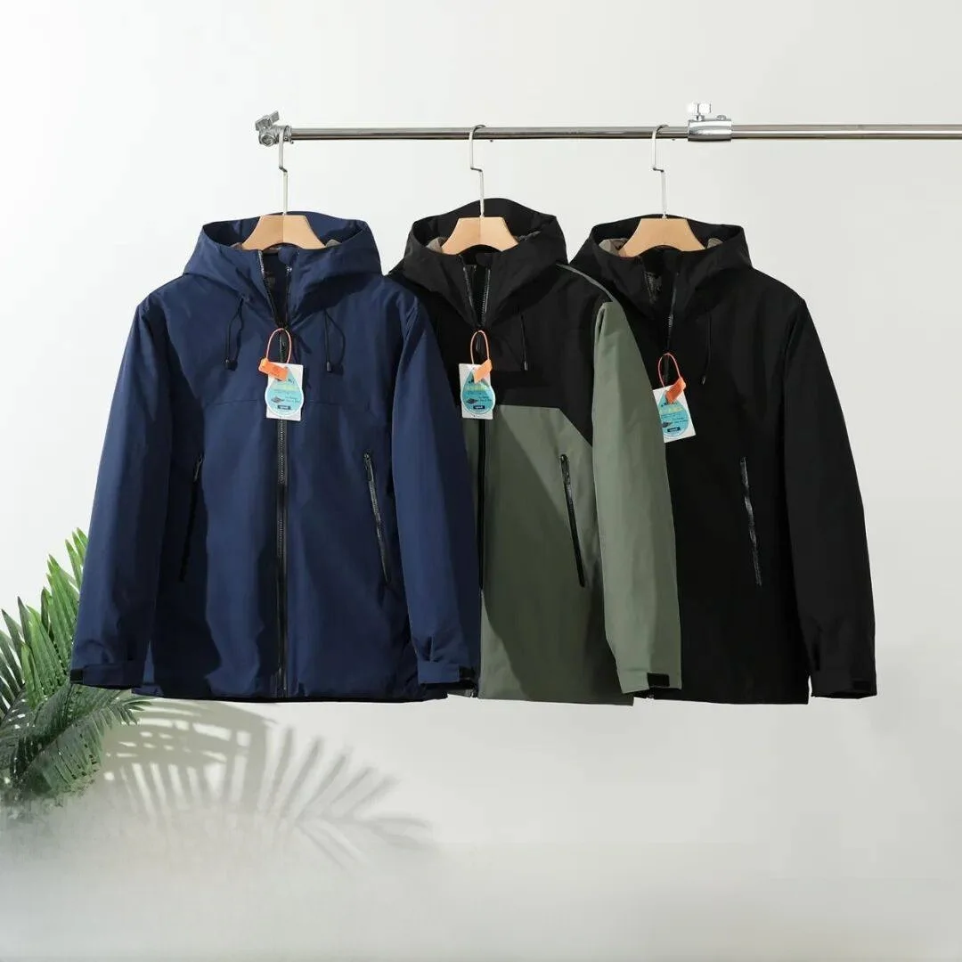 

Мужская уличная куртка с наполнителем из 80% пуха, теплая, водонепроницаемая, хлопковая, длинная, на молнии, повседневная...