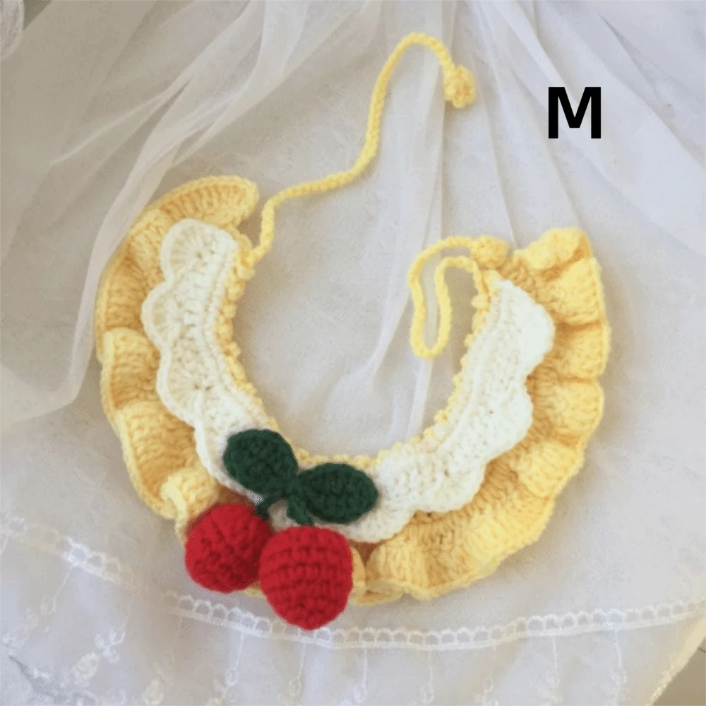 

Cute Hand-knitted Knitted Cat Collar Cherry Crochet Pet Bib Pet Scarf Pet Decoration