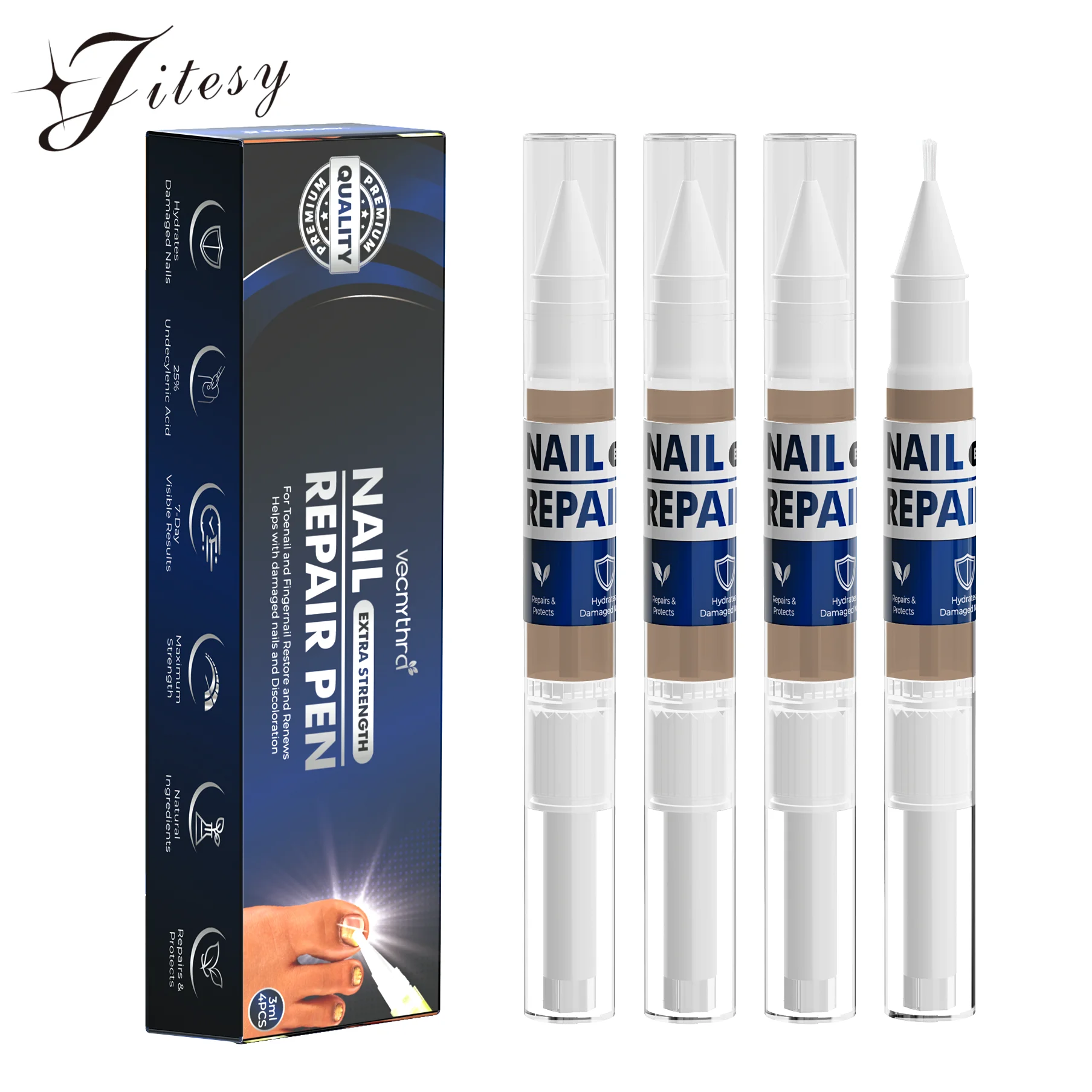 

Nail Fungus Treatment Essence Pen 3ml*4 Repair Fingernail 25% Undecylenic Acid Restores Appearance of Discolored or Damaged Nail
