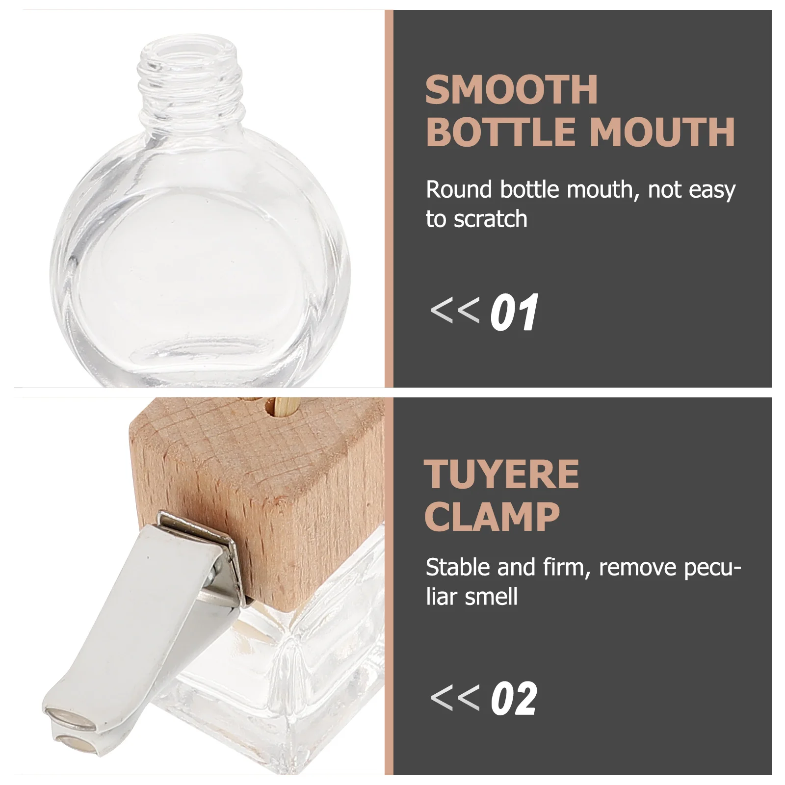 

5Pcs Car Air Vent Aromatherapy Diffuser Rotatable Wooden Lid Essential Oil Bottle Freshener Fragrance Decoration