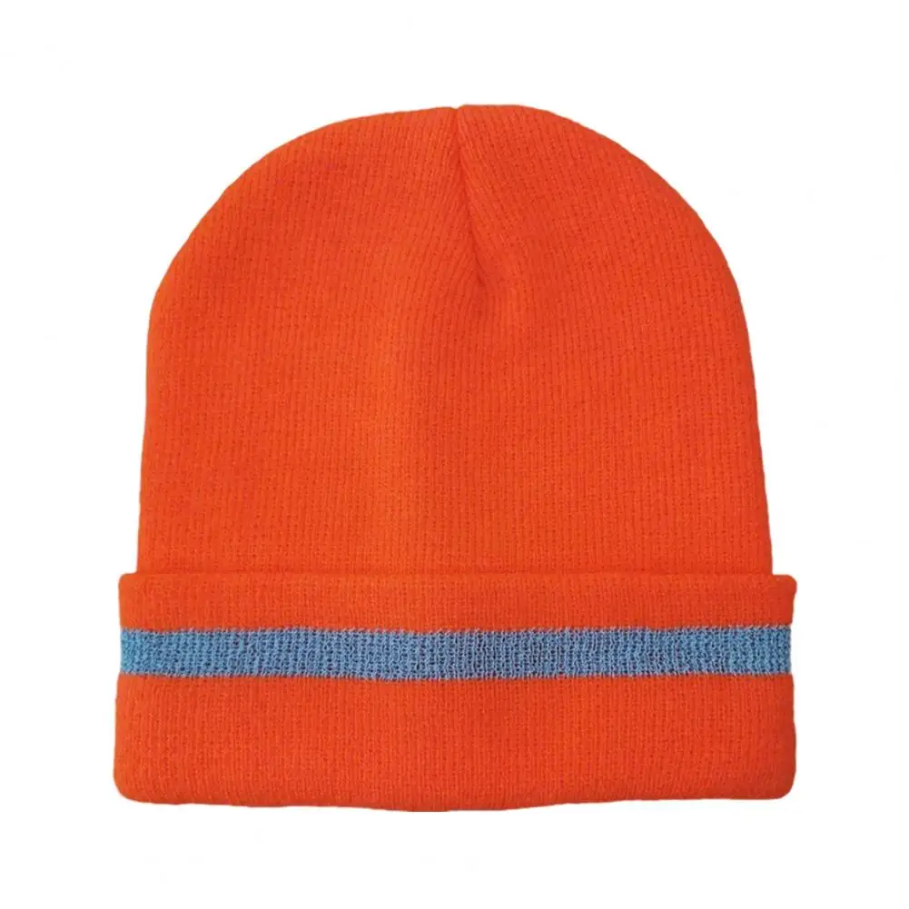 

Soft Cozy Knit Cap Reflective Strip Knitting Hat for Outdoor Activities Warm Unisex Headwear with Windproof Design Resistance
