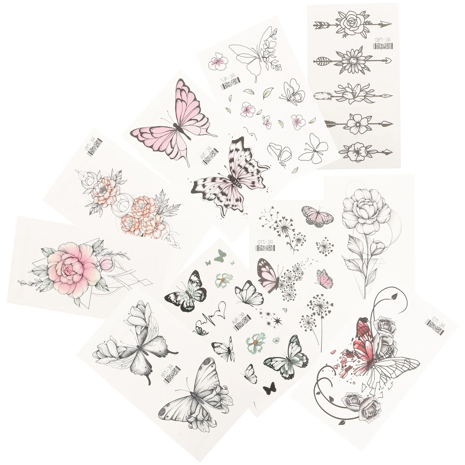 20 Sheets Temporary Tattoos for Girl Vintage Sticker Butterfly Women Decorative