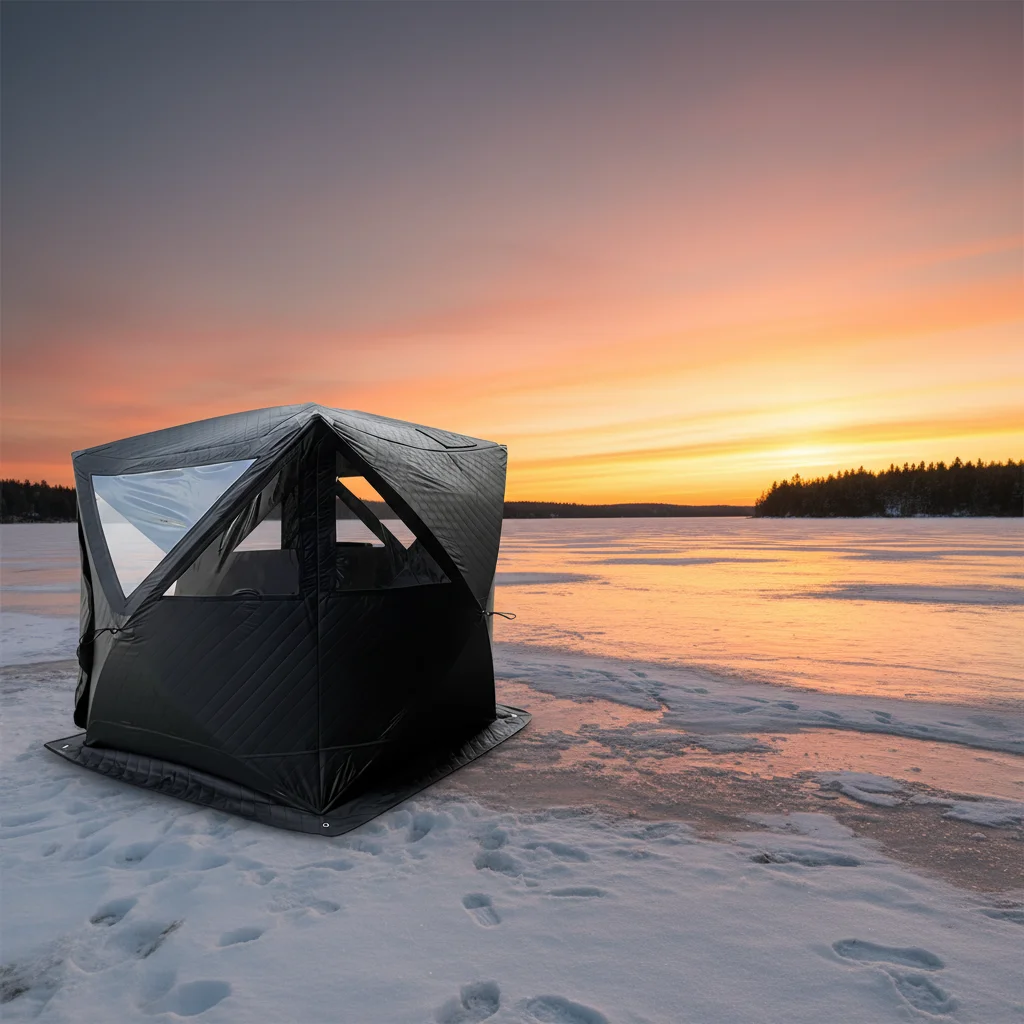 Factory Custom Logo Modern 6-Person Square Sauna Tent Winter4 Season Waterproof Oxford Ice Fishing