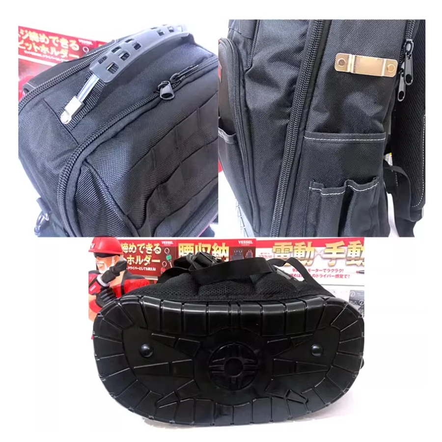 VESSEL VC-B01 Tool Backpacks Heavy Duty Tool Backpack Bag with Waterproof Molded Base 47 x 37 x18cm Tool Parts Storage