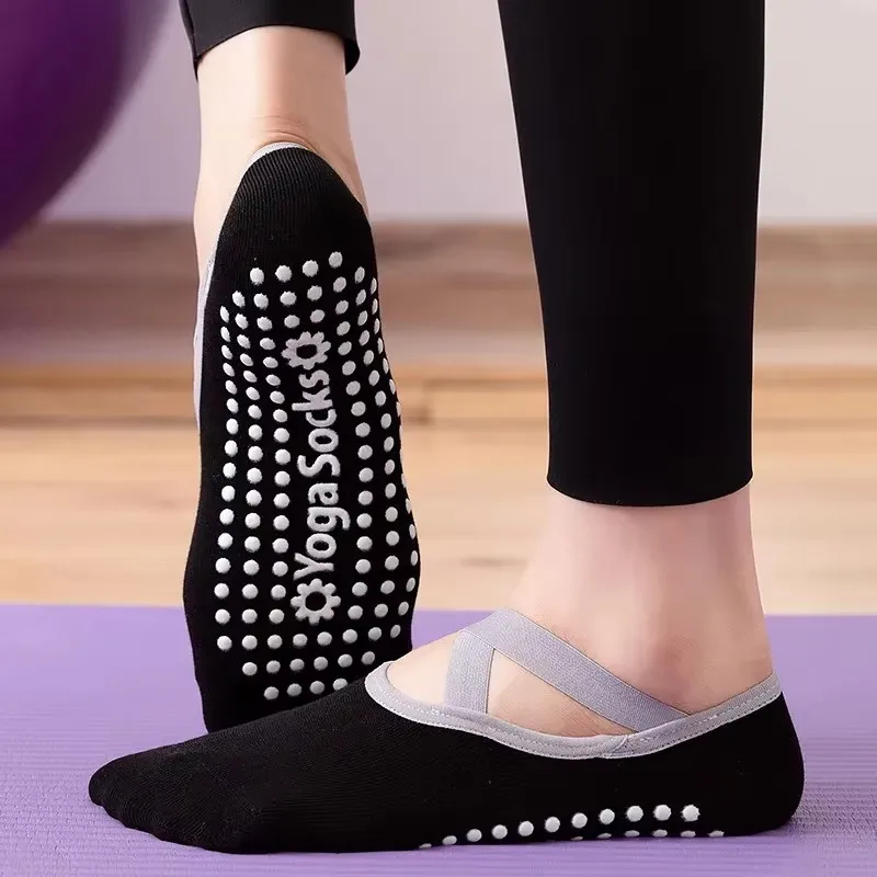 Calcetines de Yoga con parte inferior de toalla transpirable para mujer, medias antideslizantes de silicona para Pilates, calcetines de algodón para entrenamiento físico y danza de Ballet