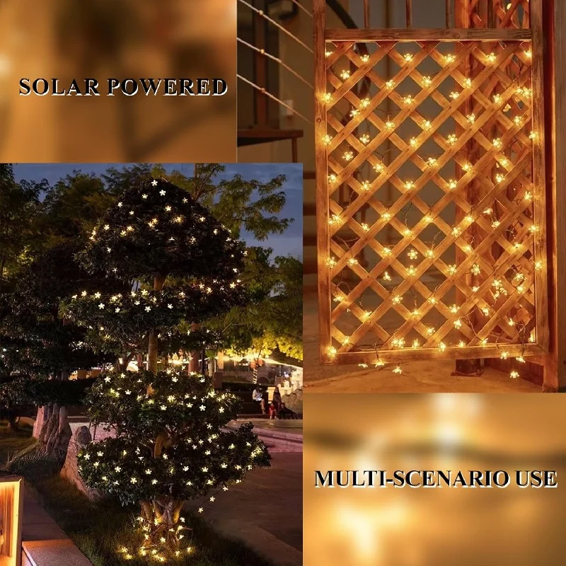 Peach Flower Solar Lamp with 50 LEDs 10M LED String Fairy Lights Solar Garden Garlands for Home Christmas Outdoor Decor