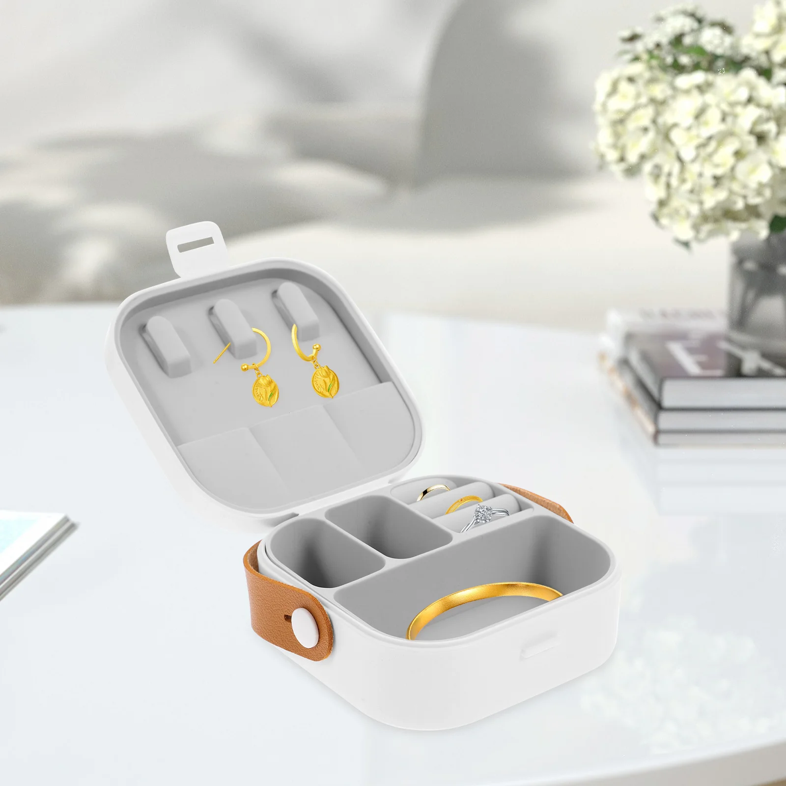 

Mini Jewelry Storage Box Small Portable Travel Case Rings Earrings Necklace Organizer Holder Compact Jewelry Organizer