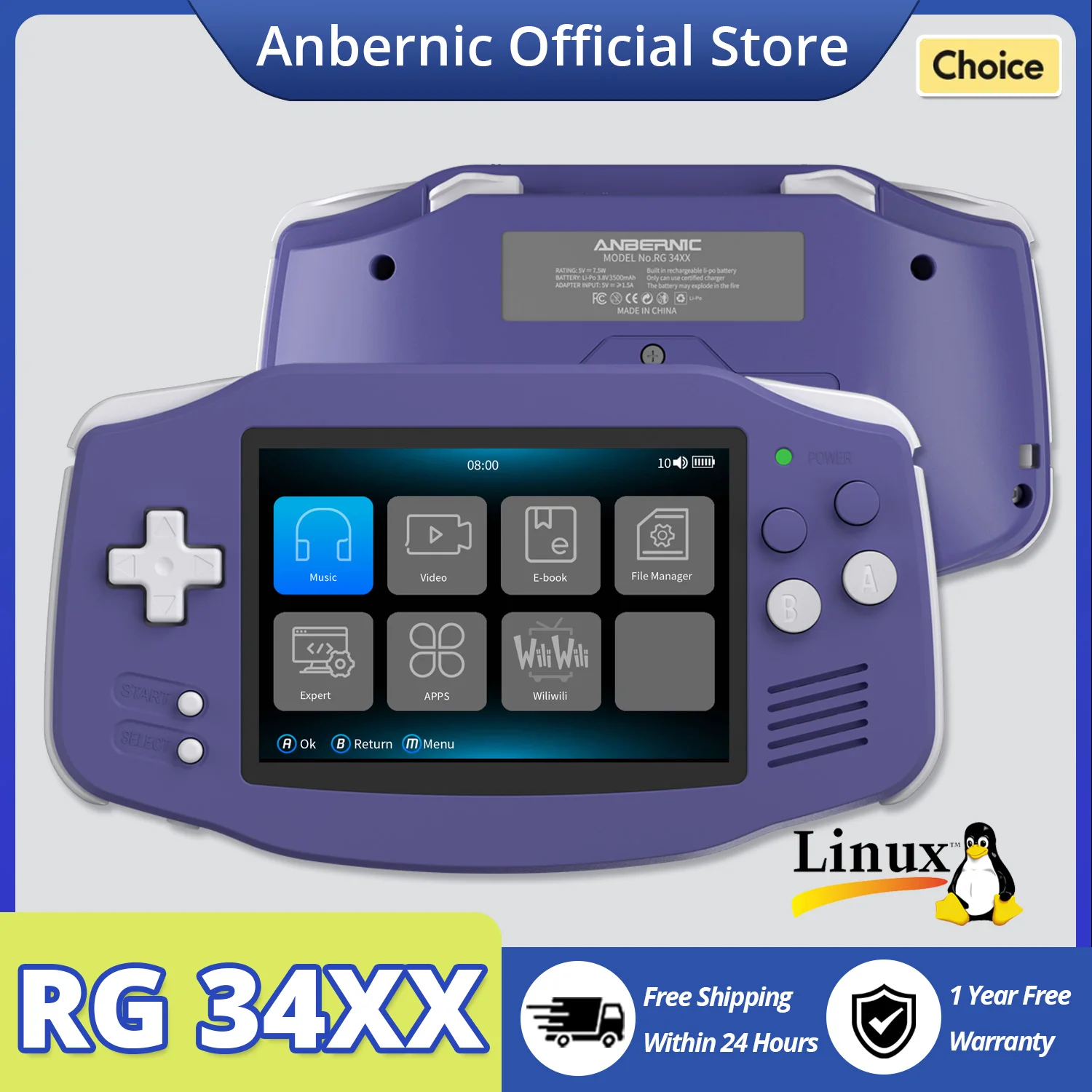 

Портативная игровая консоль ANBERNIC RG34XX 64Bit Retro с 3,4-дюймовым IPS-экраном 720*480 HD, поддержкой потоковой передачи HD-изображения на телевизор