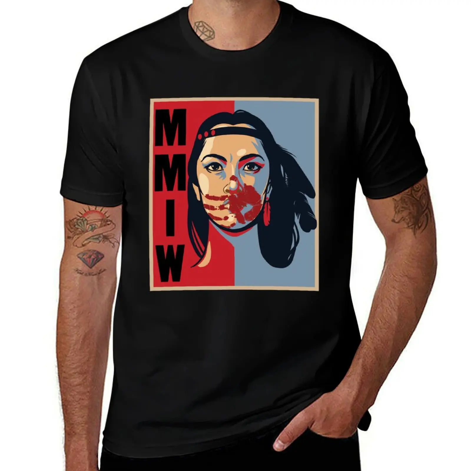 

MMIW Awareness Native American Woman Artwork For The Missing and Murdered Indigenous Women T-Shirt t shirt man cotton T-Shirt