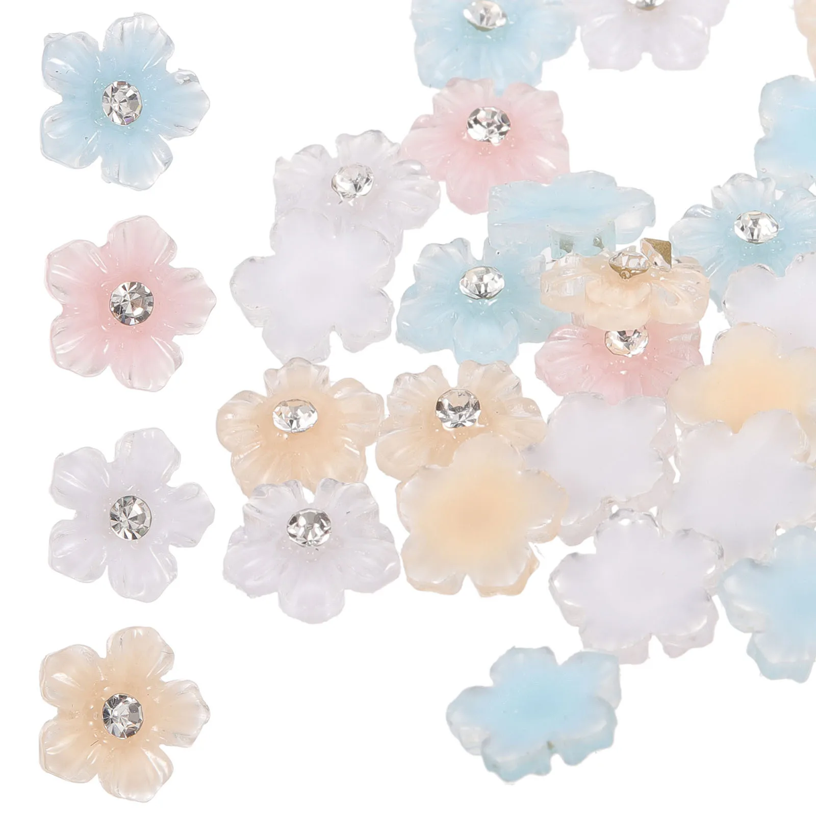 

2 Bag Ice Transparent Flower Resin Rhinestones 3D Flowers Nail Charms Nail Art Supplies Manicure DIY Decoration Accessories