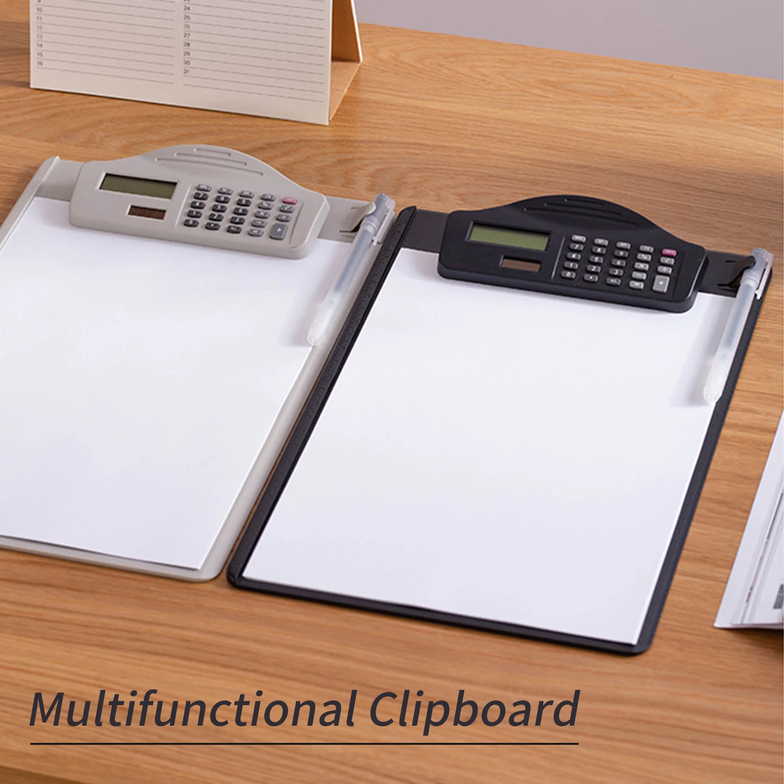 Multifunctional Clipboard with Binder Calculator Writing Pad Pen Slot & Scale for A4 Paper File for Student Office Business File