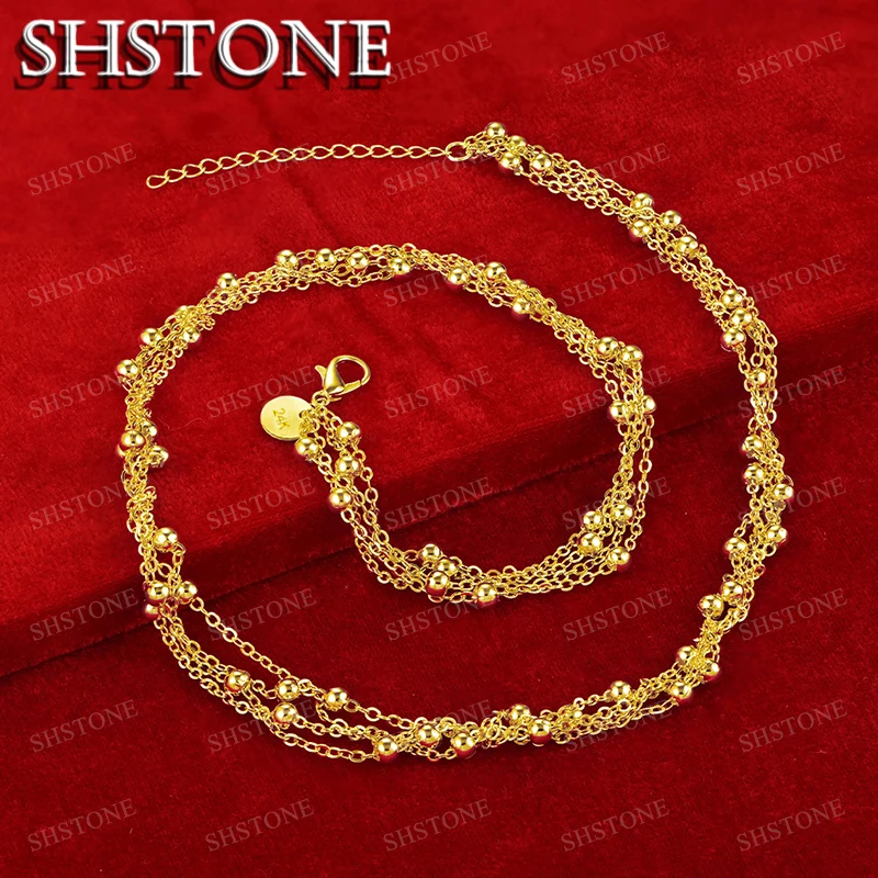 

SHSTONE 18K Gold Beads Chain Necklaces For Woman Party Wedding Engagement Banquet Fashion Charm Jewelry Lady Birthday Gift