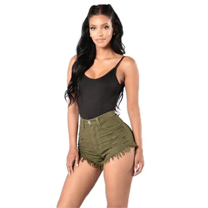 Denim Shorts Women Pant Jeans Slim Fit High Waist Straight Trousers Y2k Streetwear Hip Wrap Raw Edge Beach Work Summer