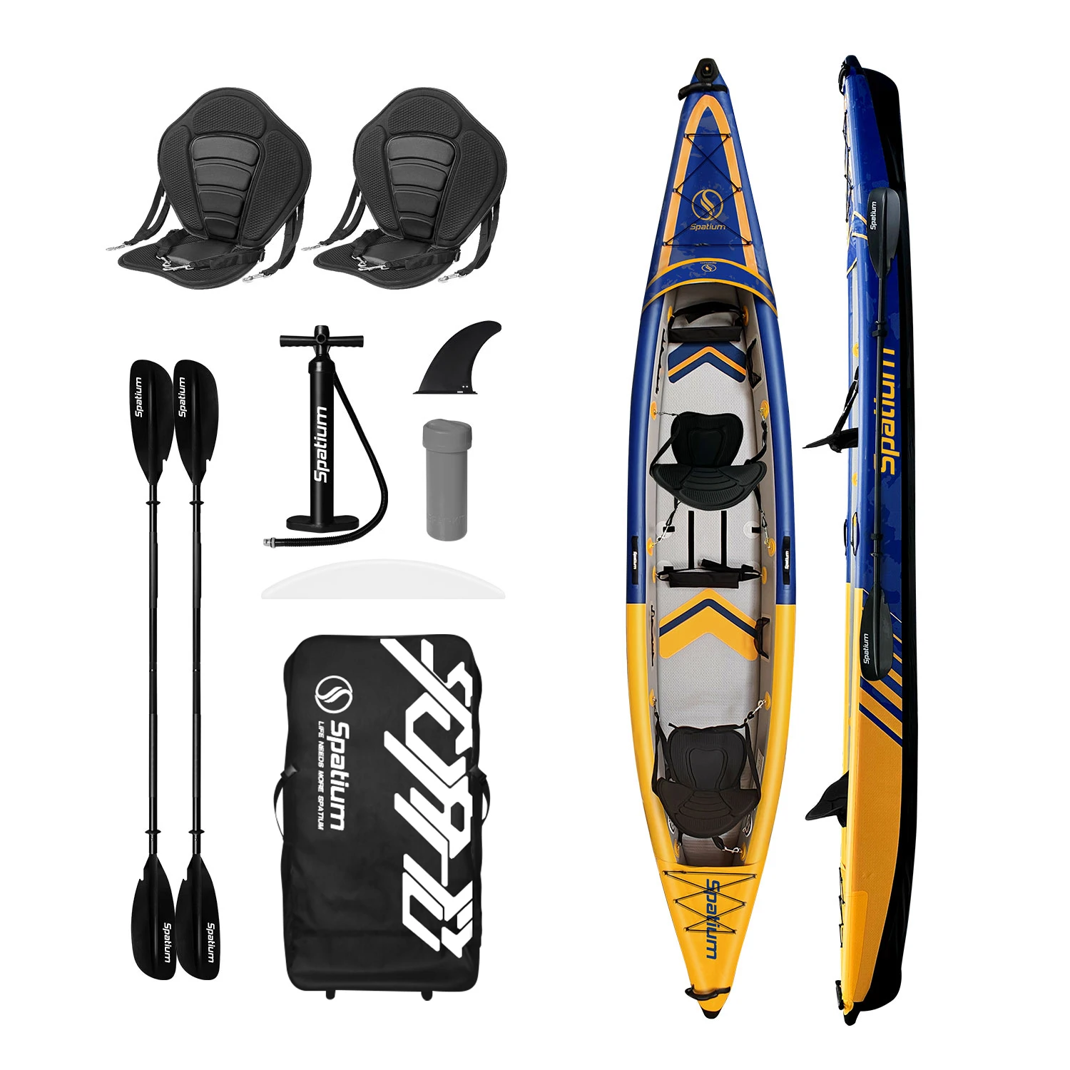 Spatium Kayak inflable canoa bote de remos pesca OEM punto de caída 2-3 personas asientos dobles deportes acuáticos desmontables