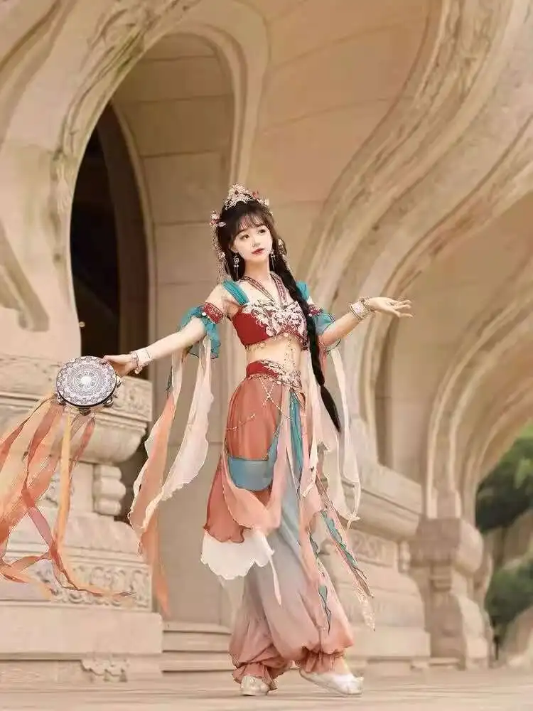 

New Chinese Style Carnival Halloween Cos Cosplay Tang System Hanfu Dunhuang Womens Western Region Wind Alien Lantern Pants