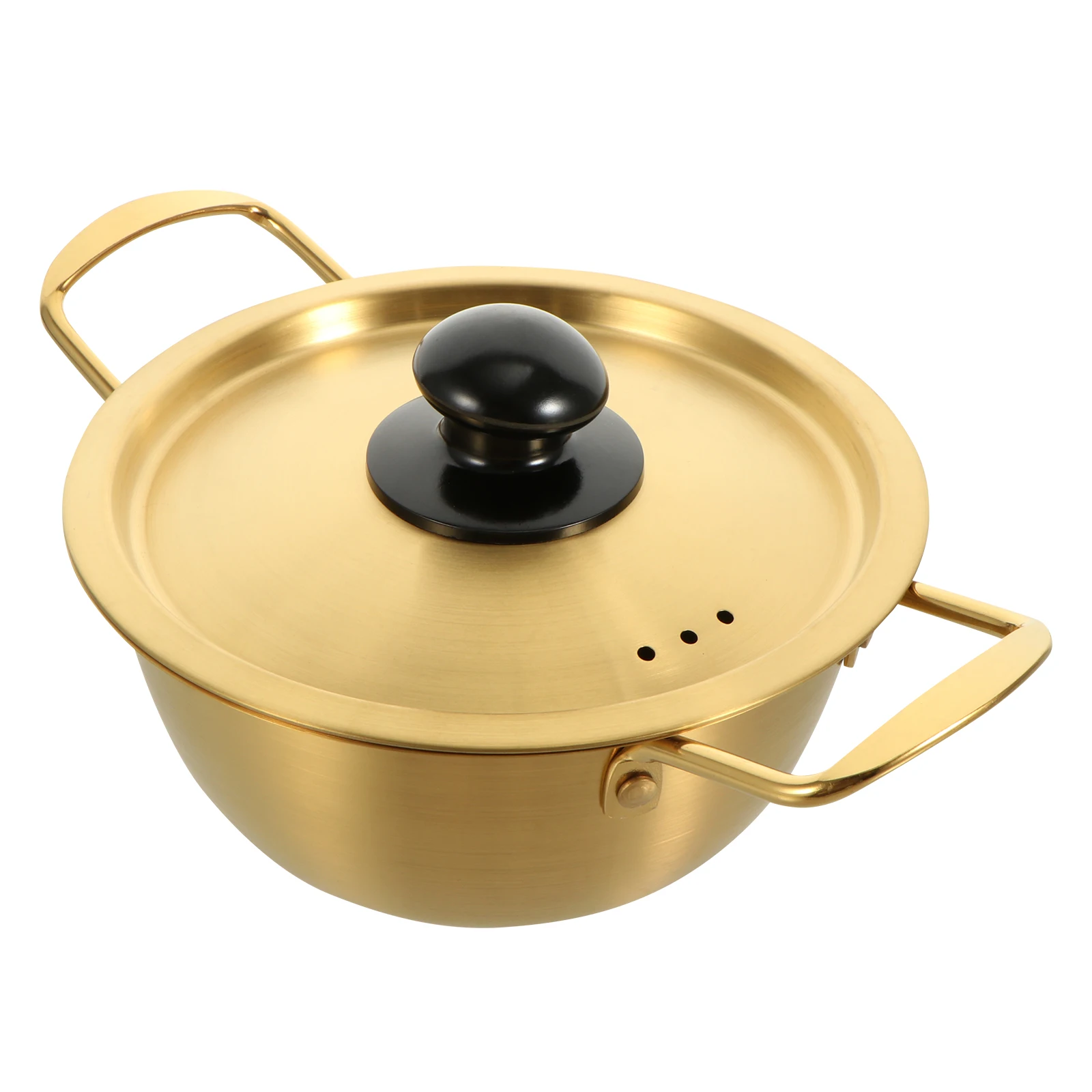 

Stainless Steel Noodle 18cm Golden Cooking Soup Pots Small Hot Pot Ramen Double Ear Pot Pan Kitchen