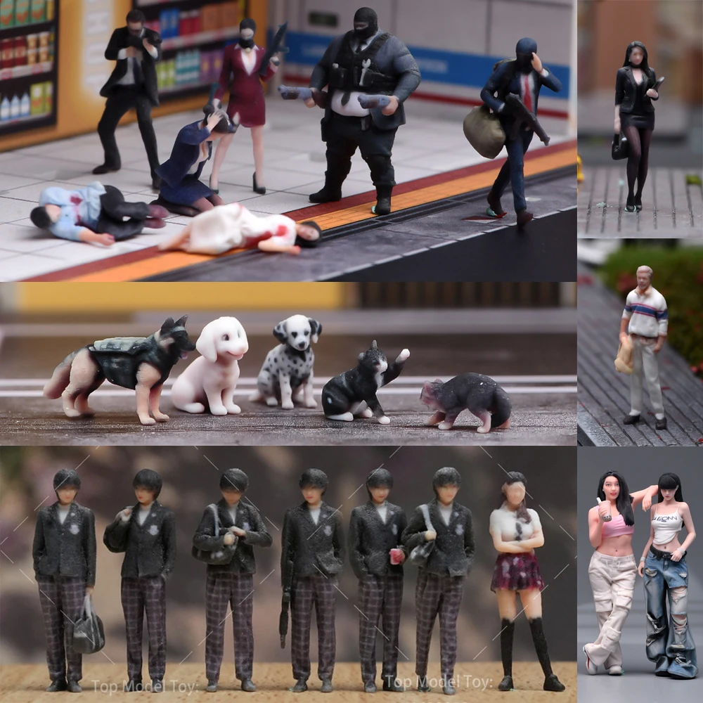 1/64 1/43 1/24 1/18 Scale Student Robber Office Worker Beauty Animal 3D Print Male Female Scene Props Figures Model For Decorat