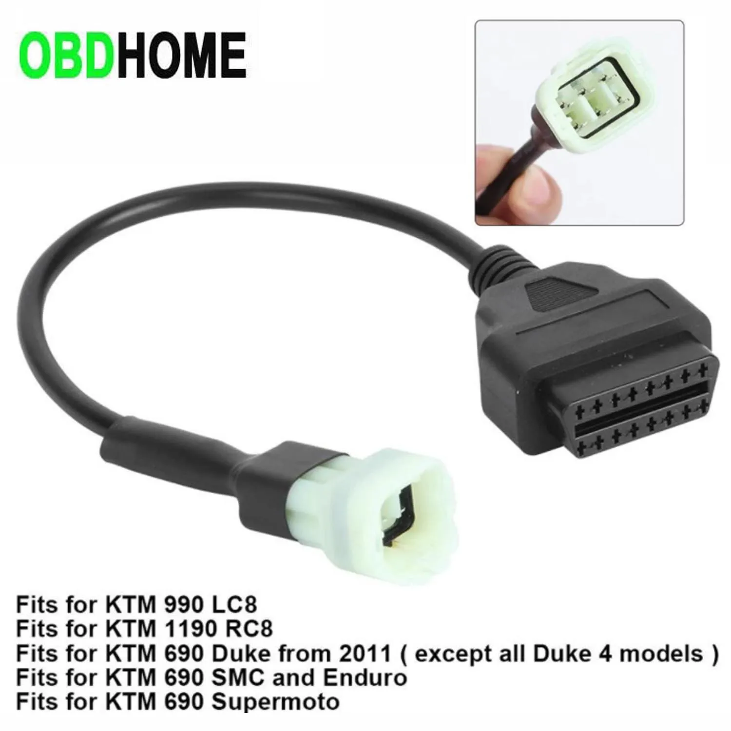 6 Pin To 16 Pin Cable Motorcycle OBD2 Connector for KTM 6PIN 990 LC8 /1190 RC8 /690 from 2011 / 690 SMC /Enduro / 690 Supermoto