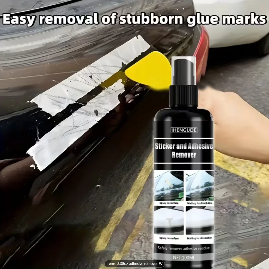 Universal Adhesive Remover Spray for Cars, Motorcycles, Furniture, Tiles, Wood. Safely Removes Stickers, Glue, Decals, Labels An