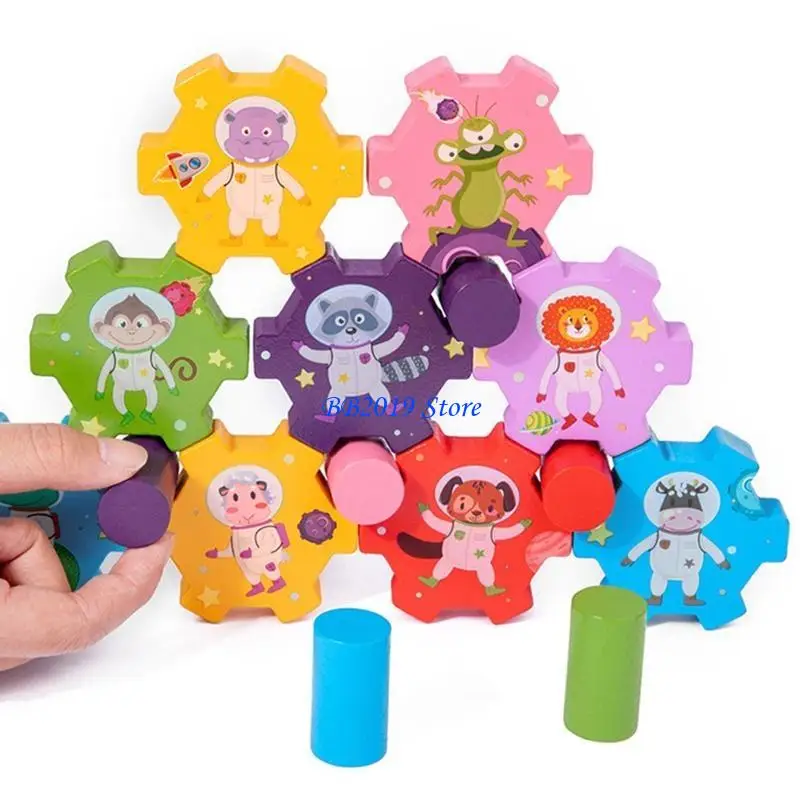 Q0KB 学習ブロックスタッキングおもちゃ木製タンブルバランスおもちゃ幼児幼稚園感覚誕生日ギフト子供のための 3 4 5