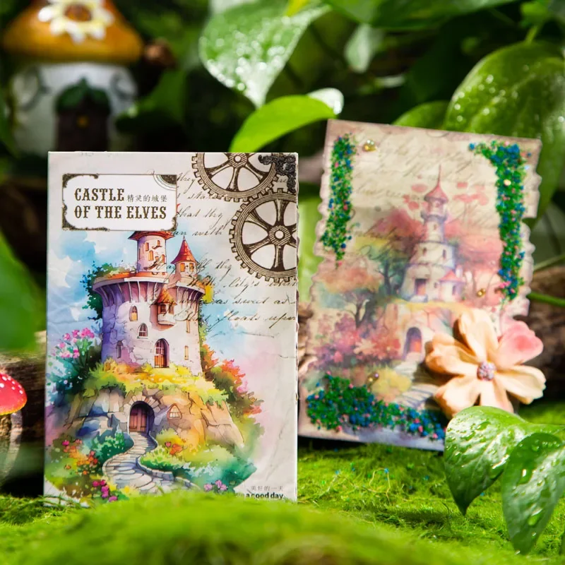 30 Pcs Vintage Elf Castle Series Material Paper Scrapbooking Handbook DIY Journal Decorative Collage Aesthetic Craft Supplies