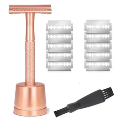 Stainless Steel Double Edge Old-fashioned Safety Shaving Razor Men Metal Razor Stand Metal Razor Blades Man With Shaver Base