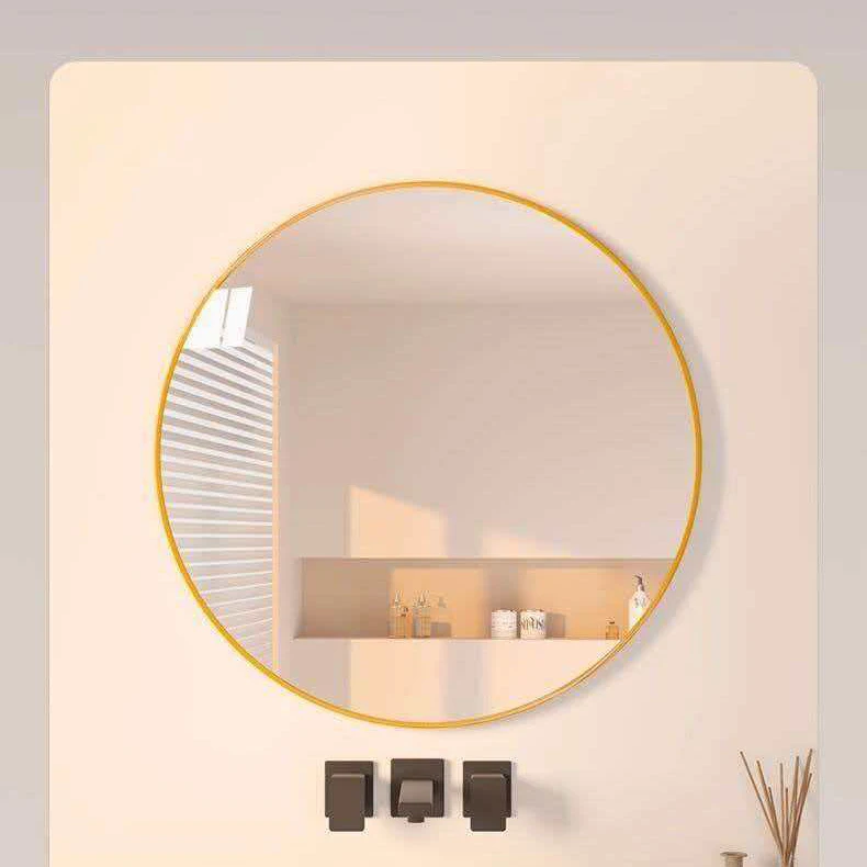 Gold/Black Round Bathroom Wall Mirror 30cm/40cm No-Drill HD Shatterproof Glass with Hook for Vanity Makeup Dressing Room Living