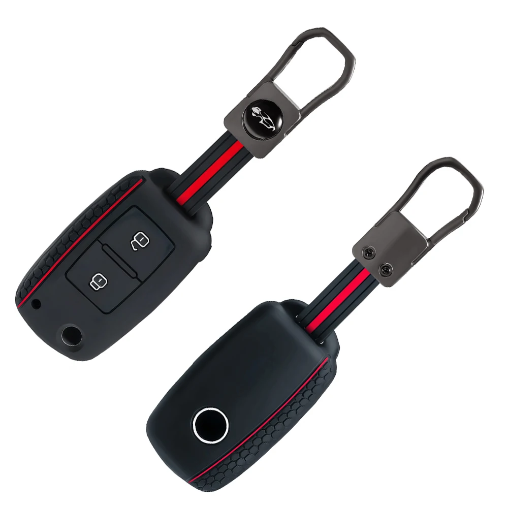 Silikon 2-Tasten-Autoschlüsselhülle für VW Volkswagen MK4 Bora Golf 4 5 6 Jetta Passat Polo Bora Touran Skoda Seat Zubehör