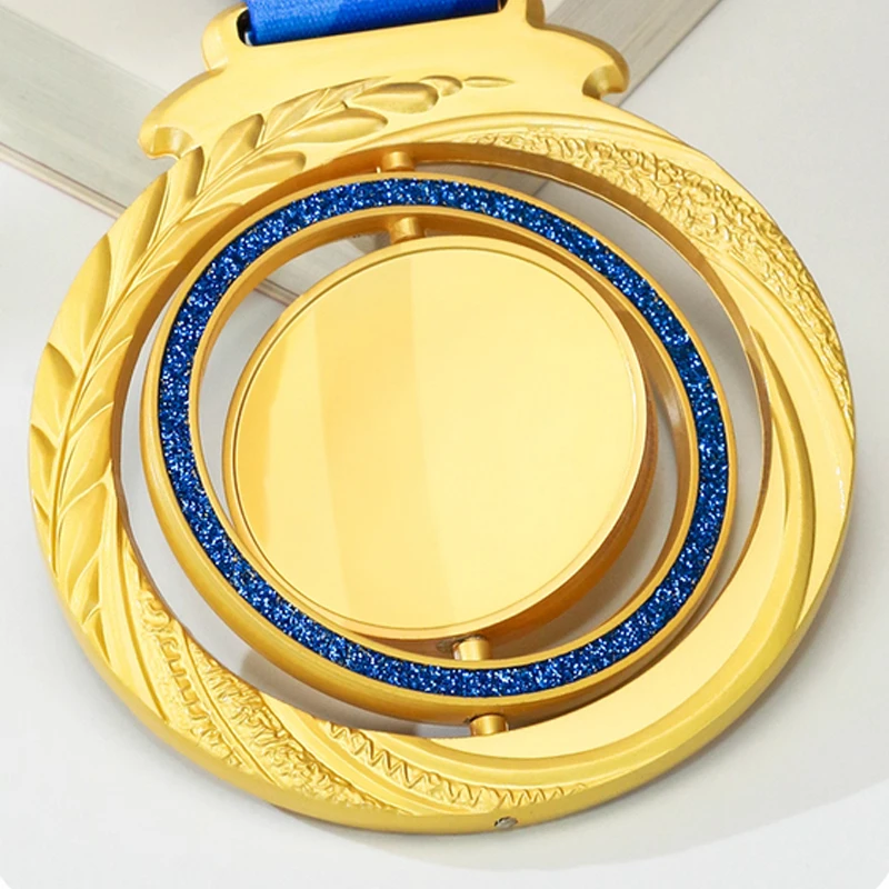 Customization Rotate Metal Medal, Creative Gold, Silver, Copper, Double Blank Can Be Custom Awards, Hanging Around the Neck, 1Pc