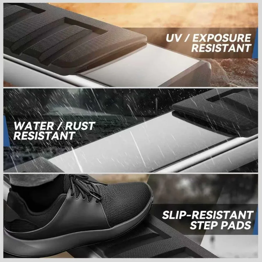 لوحات تشغيل مسطحة لـ 2019-2025 Ram 1500 Crew Cab 4-Door 2020 2021 2022 2023 2024 قضبان Nerf ذات خطوة جانبية من الفولاذ المقاوم للصدأ 6.