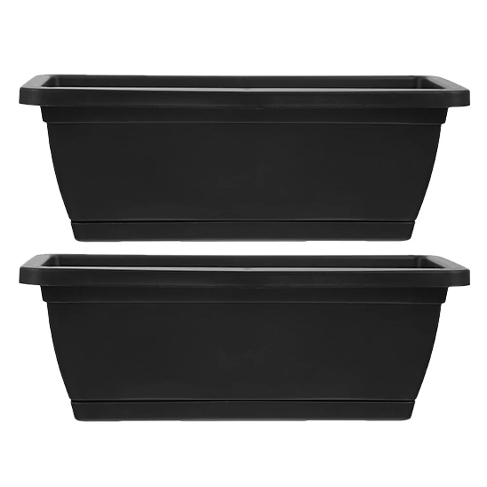2 قطعة صندوق زراعة مستطيلة Abs أصيص زهور بلاستيكي مع فتحات الصرف أقدام مرتفعة للداخلية في الهواء الطلق حديقة شرفة الفناء