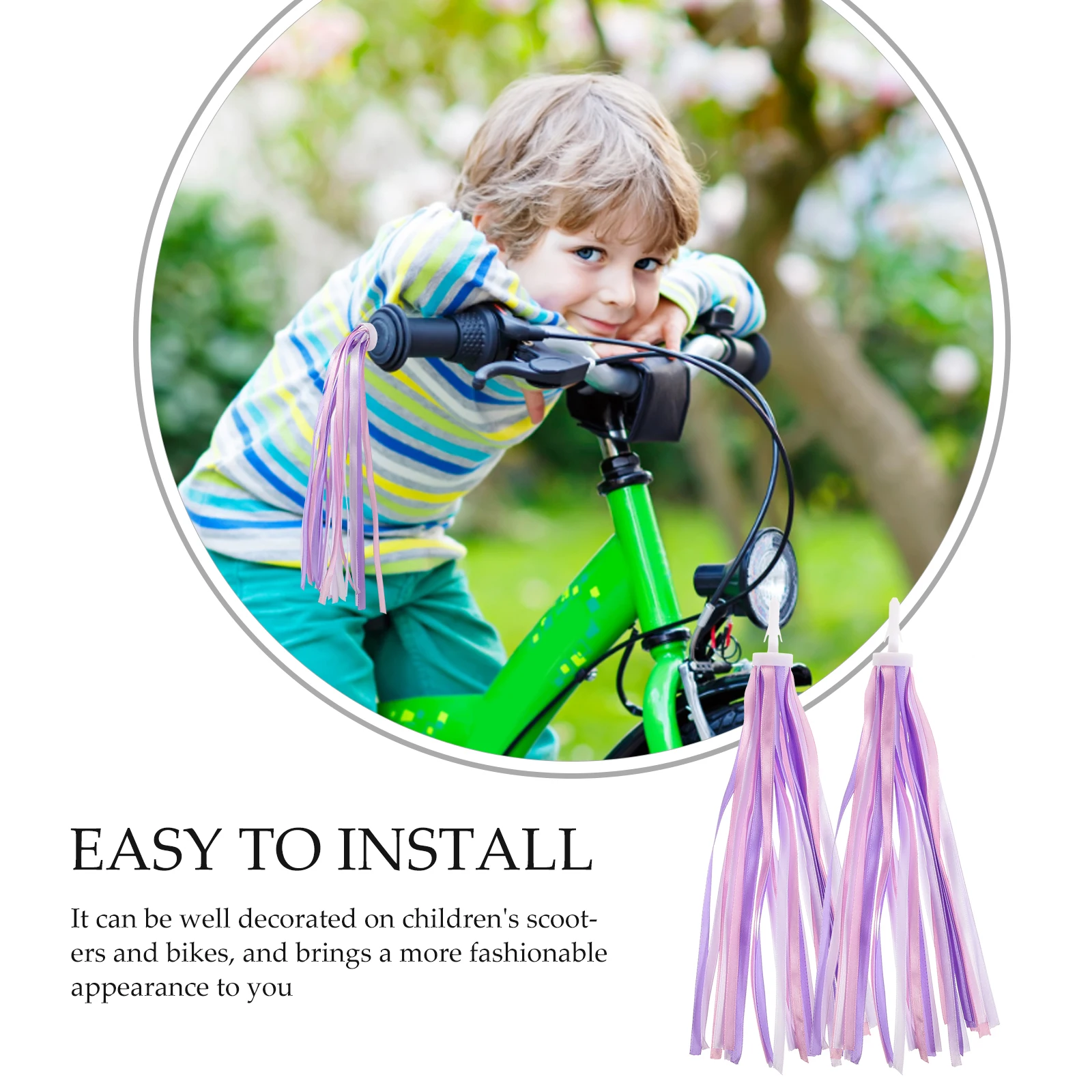 

Bike Streamers For Scooter Handlebar Decor Colorful Tassels Durable Plastic Cloth Rainbow Ribbons Handle Grips