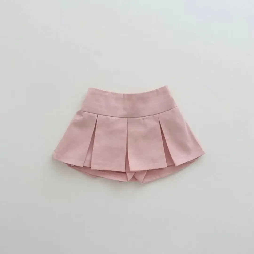 Girls Skirt Solid Color Pleated Skirt Short 2023 Summer New Fashionable Sweet Casual Simple Kids Cute Mini Skirt Shorts Culottes