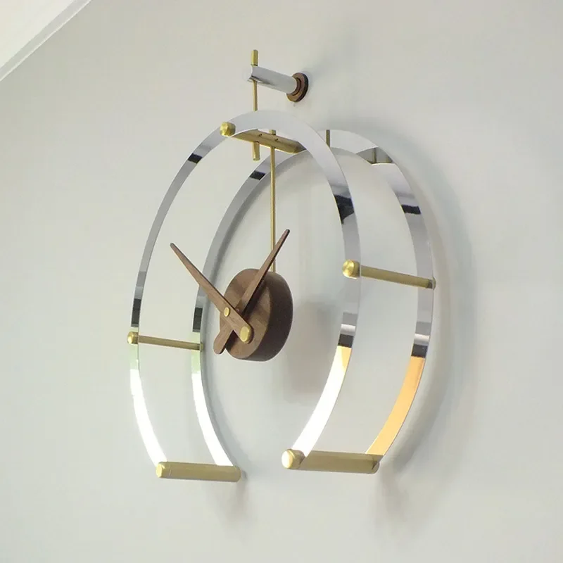 Nordic Minimalist Creative Spanish Wall Clock Black Walnut Large Pointer Silent Hotel Living Room Wall Hanging Manufacturer