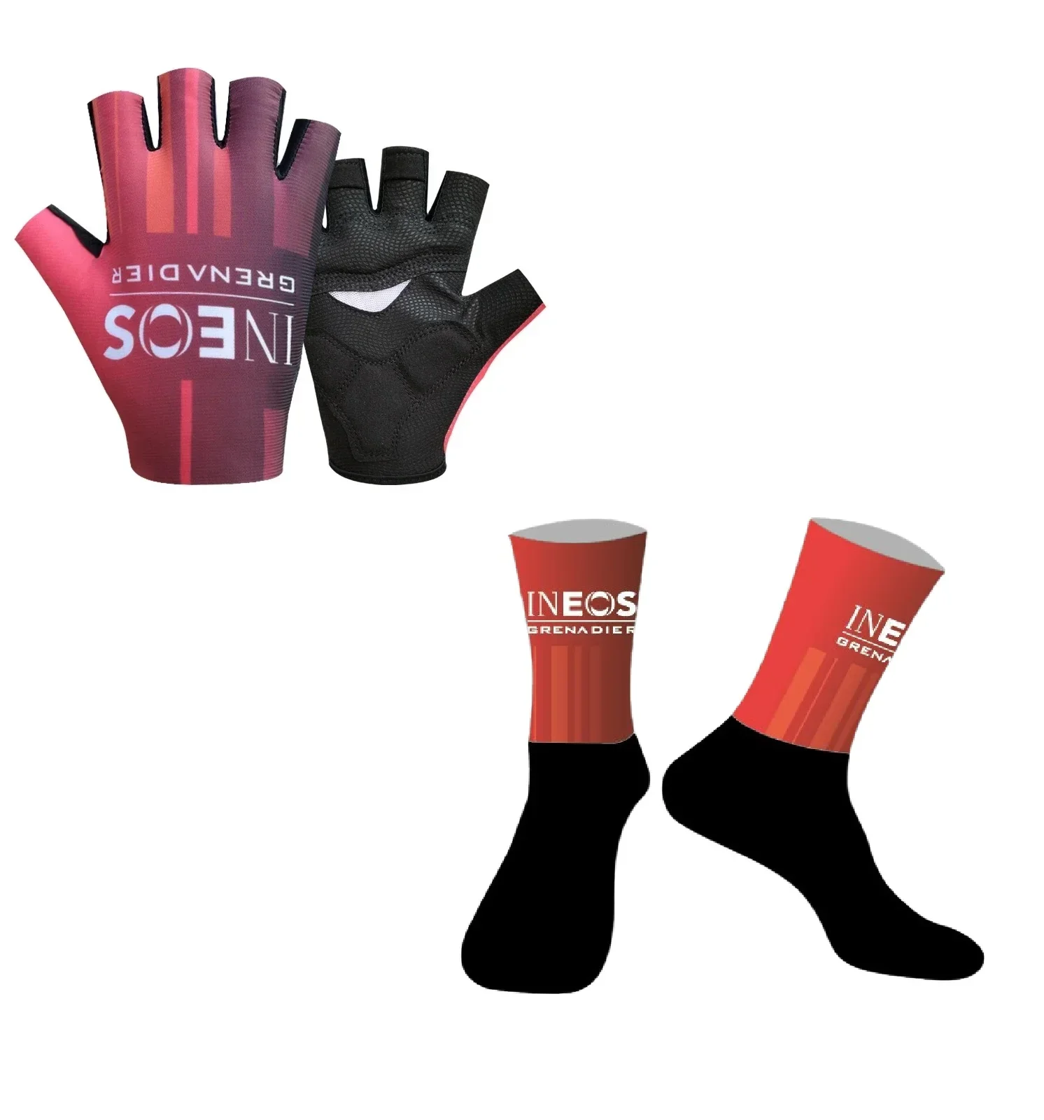 2025 INEOS Grenadiers Team One Pair Half Finger Cycling Gloves + ONE PAIR CYCLING SOCKS