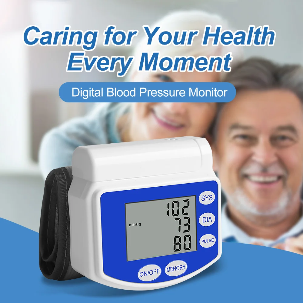 Wrist Blood Pressure Monitor Bp Monitor Large LCD Display Blood Pressure Machine Adjustable Wrist Cuff Automatic