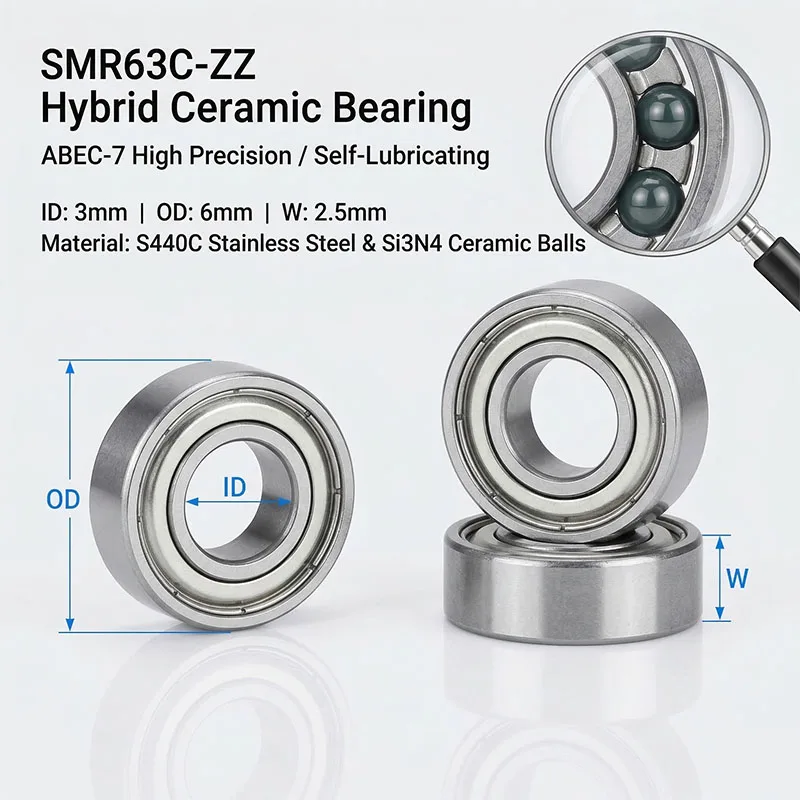 

10 шт. миниатюрных радиальных подшипников 3x6x2.5 SMR63C ZZ, гибридные керамические шарикоподшипники 3*6*2.5 SMR63 SMR74 SMR85 SMR103 SMR104 SMR105 ZZMR106 ZZ