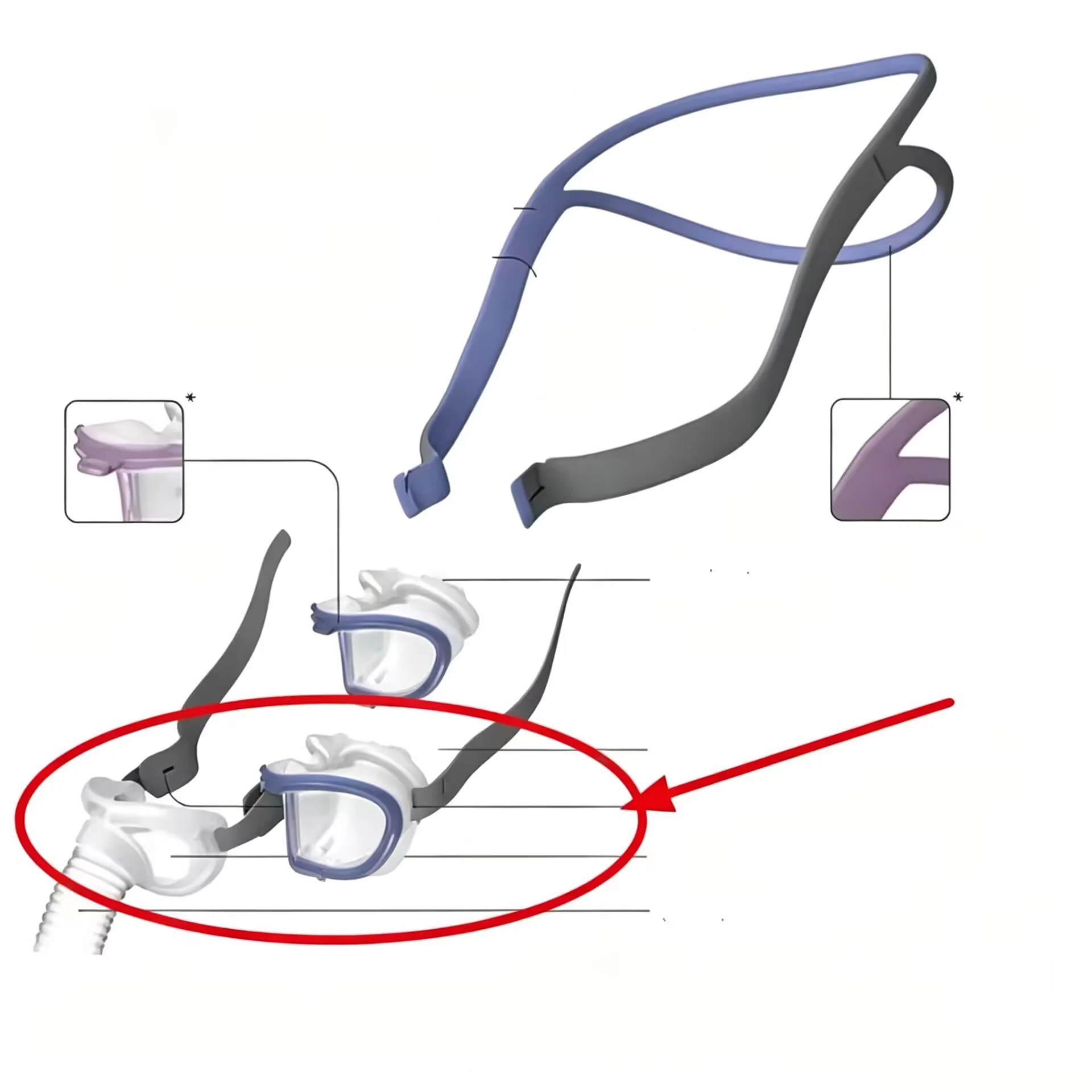 For Resmed AirFit P1 0 nasal pillow, CPAP mask, cushion frame, pipe accessories - view 4